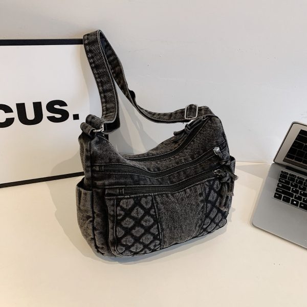 Retro Denim Messenger Bag Casual Simple Large Capacity Shoulder Bag Light Commuter Versatile Women’S Small Square Bag
