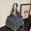 Retro Denim Messenger Bag Large Capacity Commuting Tote