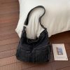 Retro Denim Shoulder Tote Bag Large Capacity Work Commuter