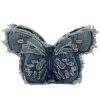 Retro Embroidered Letter Bow Backpack Washed Denim Large Capacity