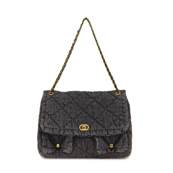 Denim Large Capacity Fragrant Wind Messenger Bag Diamond Chain Shoulder Bag