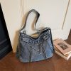Large Capacity Denim Messenger Bag for Commuting