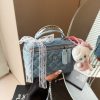 High-End Women’s Denim Rhombus Chain Handbag Messenger Bag