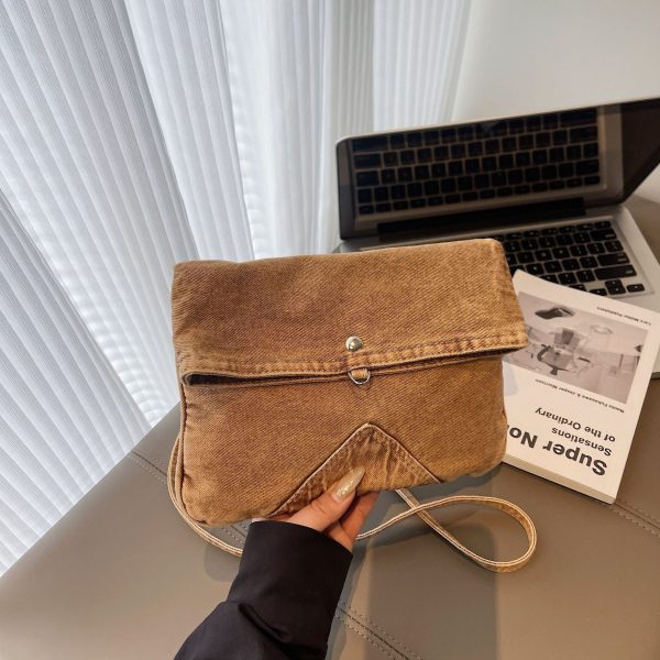 Retro Denim Shoulder Bag for Women – Large Capacity Commuter Envelope Bag