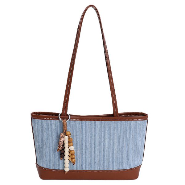 Ins Splicing Denim Tote Bag Large Capacity Women’s Shoulder Bag
