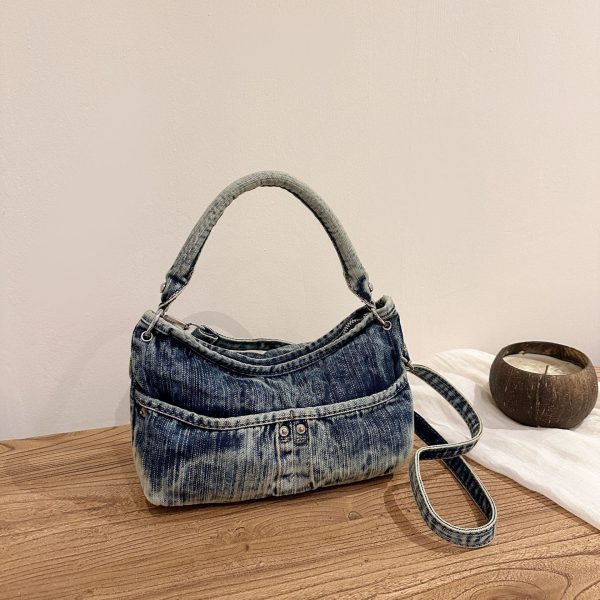 One Shoulder Messenger Bag Women’s Commuter Denim Handbag