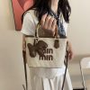 Bamboo Straw Bucket Bag Women Crossbody Shoulder Handbag