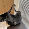 Retro Denim Shoulder Bag Large Capacity Commuter Messenger Bag