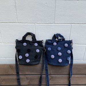 Polka Dot Denim Messenger Bag for Commuting