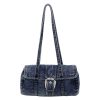 Retro Washed Denim Shoulder Bag – Large Capacity Commuter Bag