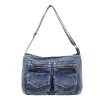 Large Capacity Denim Shoulder Bag for Commuters