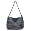 Versatile Denim Shoulder Bag Large Capacity Commuter Handbag