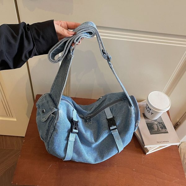 Trend Street Denim Commuter Bag Large Capacity Outdoor Travel Fitness