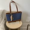 Ins Splicing Denim Tote Bag Large Capacity Women’s Shoulder Bag