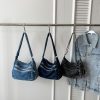 Plaid Denim Shoulder Bag for Women Spring Summer Large-Capacity Messenger Bag