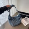Dongdaemun Denim Messenger Bag Large Capacity Casual Pleated One-Shoulder