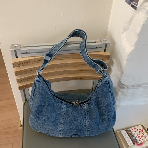 Retro Denim Dumpling Bag Large Capacity Shoulder Bag