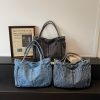 Retro Denim Tote Bag – Large Capacity, Literary Style