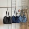 Retro Denim Drawstring Shoulder Bag for Commuting