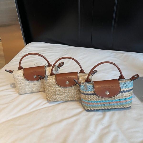 Rainbow Woven Straw Shoulder Bag Casual Crossbody Handbag