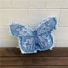 Retro Embroidered Letter Bow Backpack Washed Denim Large Capacity