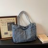 Retro Denim Tote Bag – Large Capacity, Literary Style