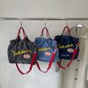 Ese Denim Embroidered Ballchain Tote Bag Large Capacity Shoulder Bag
