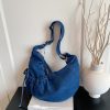 Retro Denim Messenger Bag Large Capacity Commuter Shoulder Bag