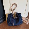 Retro Denim Commuter Shoulder Bag Large Capacity Light Able Tote