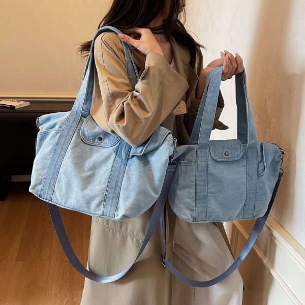 Trendy Large Capacity Denim Dragon Tote Bag for Women