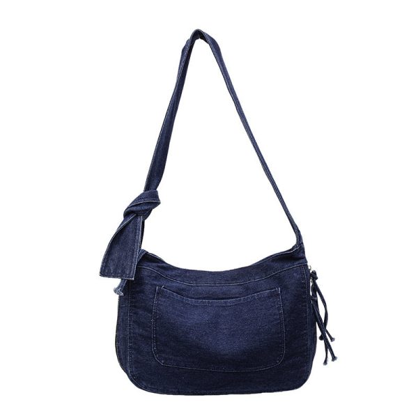 Splicing Contrast Shoulder Bag Denim Messenger Large Capacity Pillow Bag