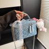 High-End Women’s Denim Rhombus Chain Handbag Messenger Bag