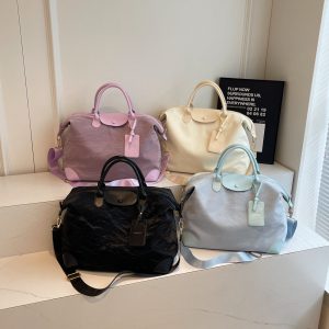 New Smudged Pleated Large Capacity Oxford Buttot Bag Long Bags Xiang Niche Storage Business Trip Messenger Shoulder Bag