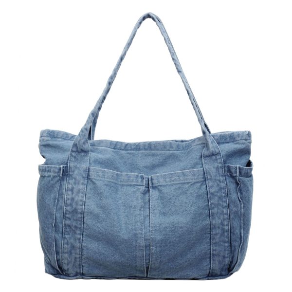 Retro Denim Tote Bag – Large Capacity, Literary Style