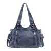 Retro Denim Messenger Bag Large Capacity Commuting Tote
