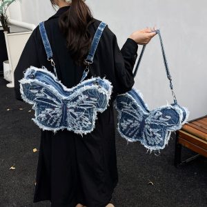 Butterfly Denim Shoulder Bag - Spice Girl Style