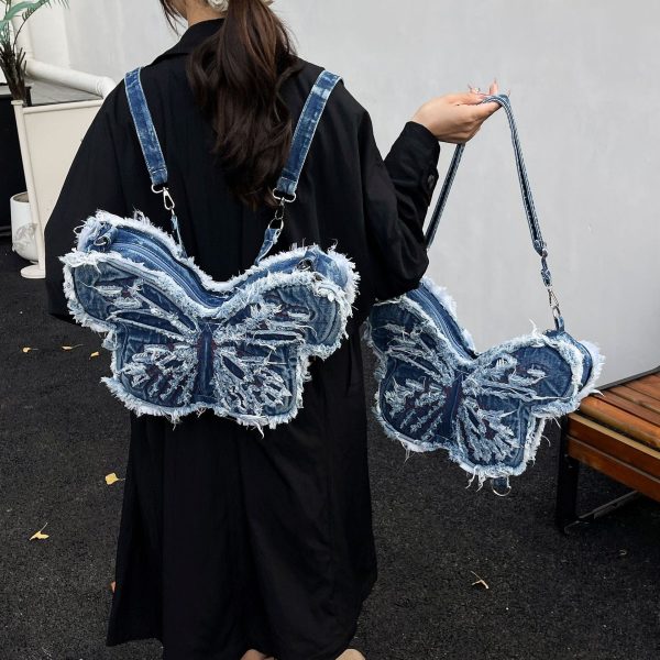 Butterfly Denim Shoulder Bag – Spice Girl Style