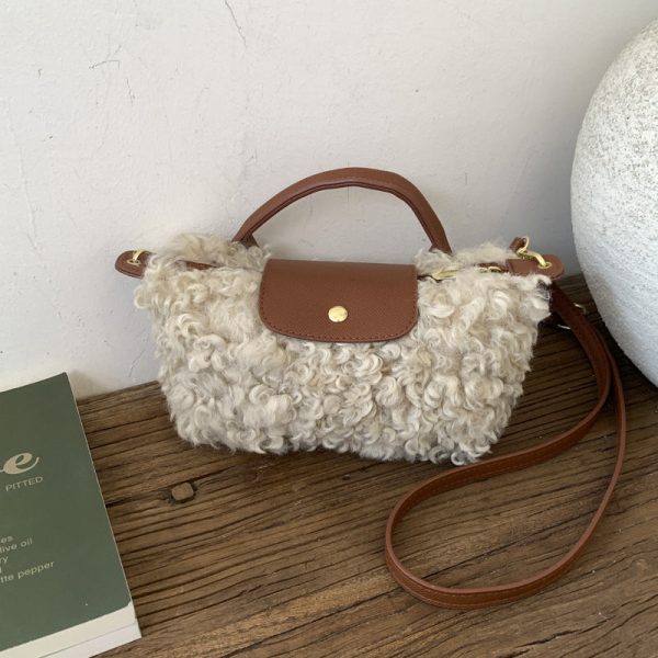 Retro Plush Fur Messenger Bag for Women Shoulder Bag