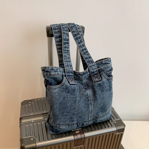 Retro Denim Shoulder Bag Large Capacity Literary Casual Versatile Commuting Tote