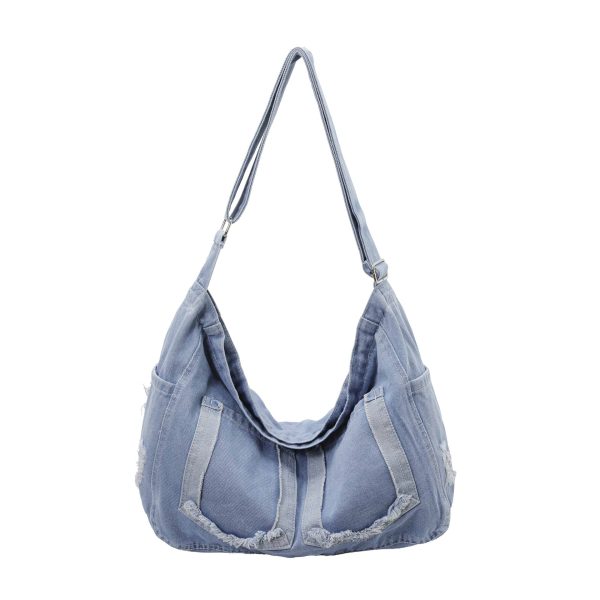 Personalized Raw Edge Denim Shoulder Bag Casual Messenger Bag