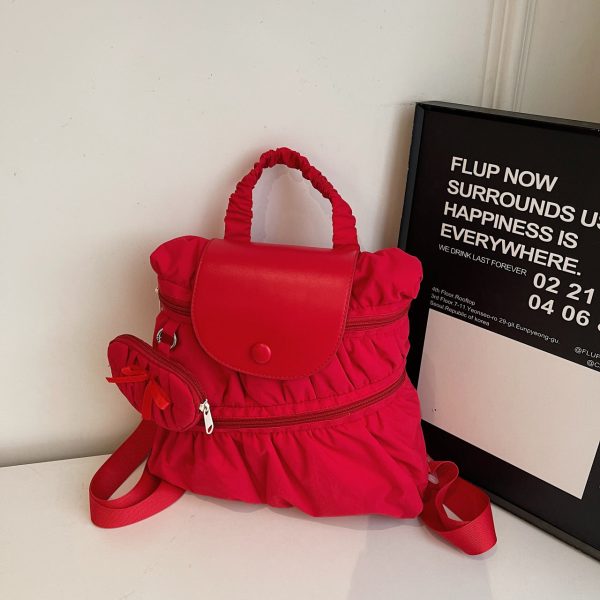 College Dragon Backpack Women Trendy Pleated Nylon Bag