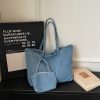 Retro Denim Commuter Tote Bag Large Capacity Shoulder Bag
