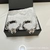 Premium Leather Stud Earrings for Grandma – Light Luxury Double C Design