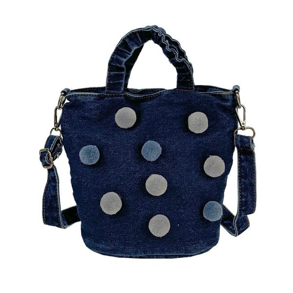 Polka Dot Denim Messenger Bag for Commuting