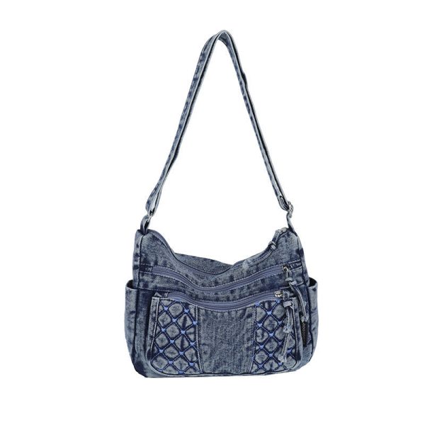 Retro Denim Messenger Bag Casual Simple Large Capacity Shoulder Bag Light Commuter Versatile Women’S Small Square Bag