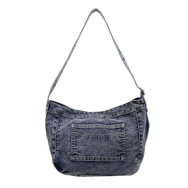 Large Capacity Denim Commuter Tote Bag