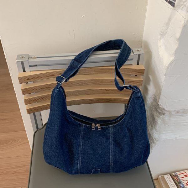 Retro Denim Dumpling Bag Large Capacity Shoulder Bag