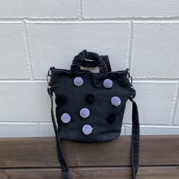 Polka Dot Denim Messenger Bag for Commuting