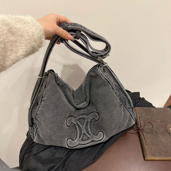 Retro Denim Shoulder Bag Small Fragrance Light Luxury Casual Messenger Bag