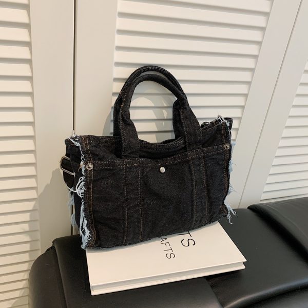 Denim Messenger Bag Large Capacity Casual Commuter Tote